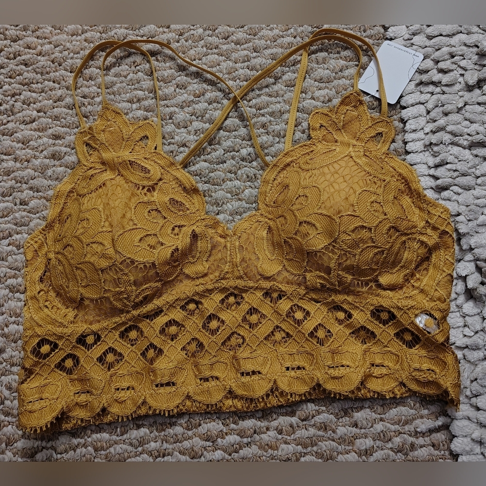 Anemone Mustard Yellow Lace Bralette